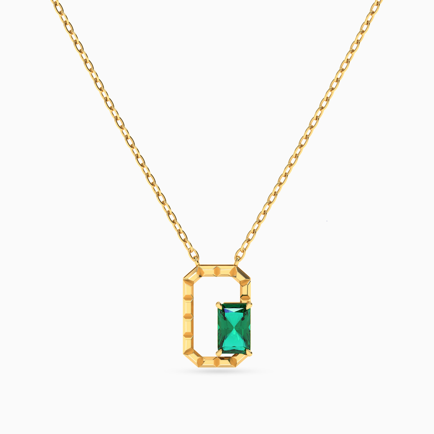 Rectangle Green Stones Necklace in 18K Gold Rectangle Green Stones Necklace in 18K Gold