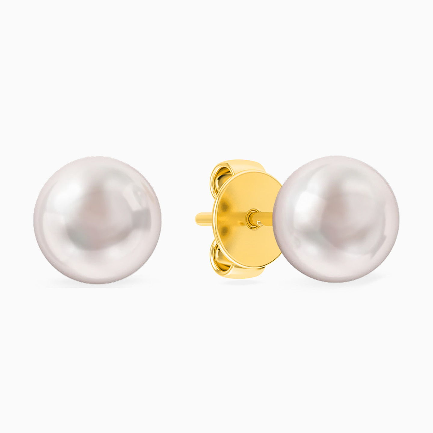 18K Gold Pearls Stud Earrings - 2