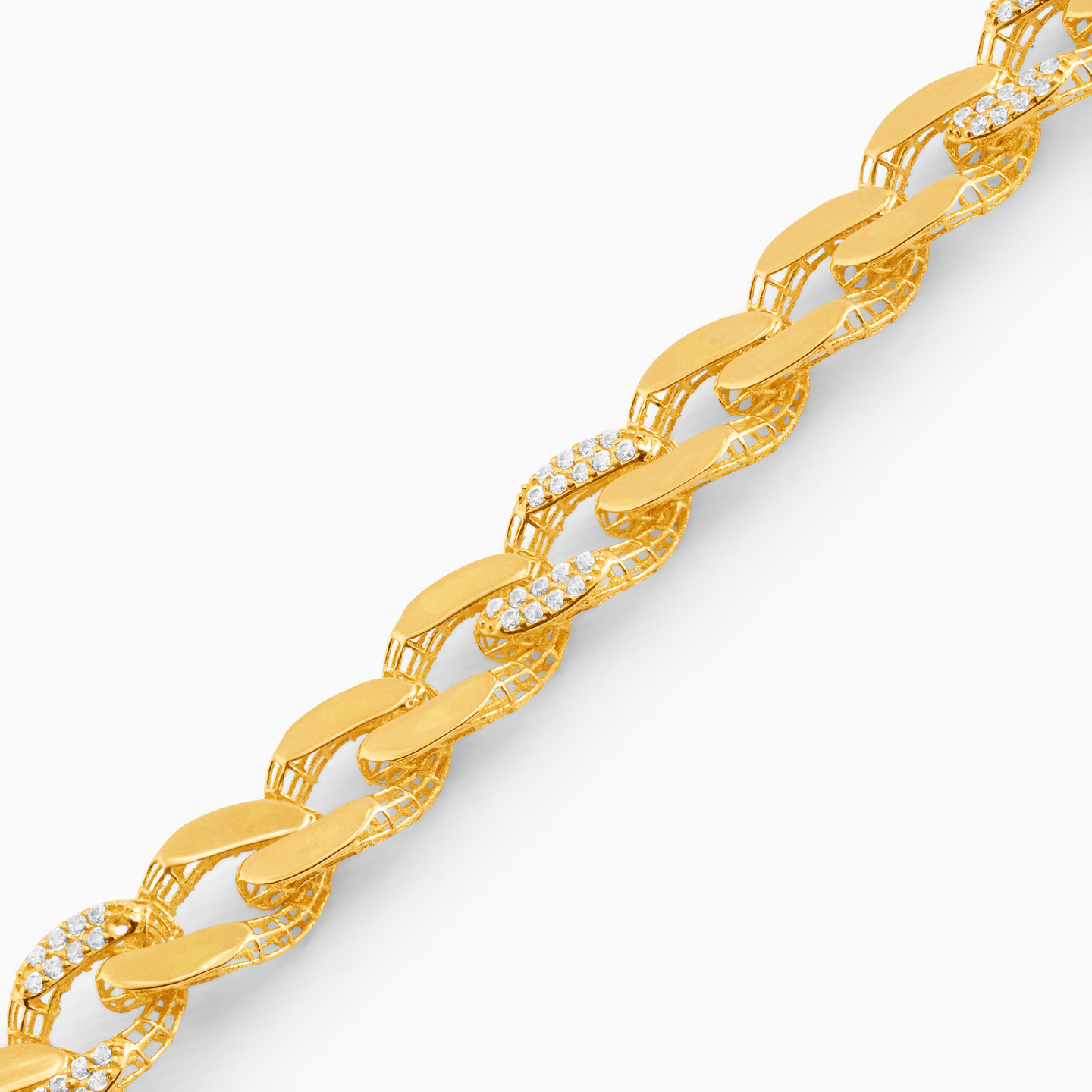 21K Gold Cubic Zirconia Chain Bracelet - 3