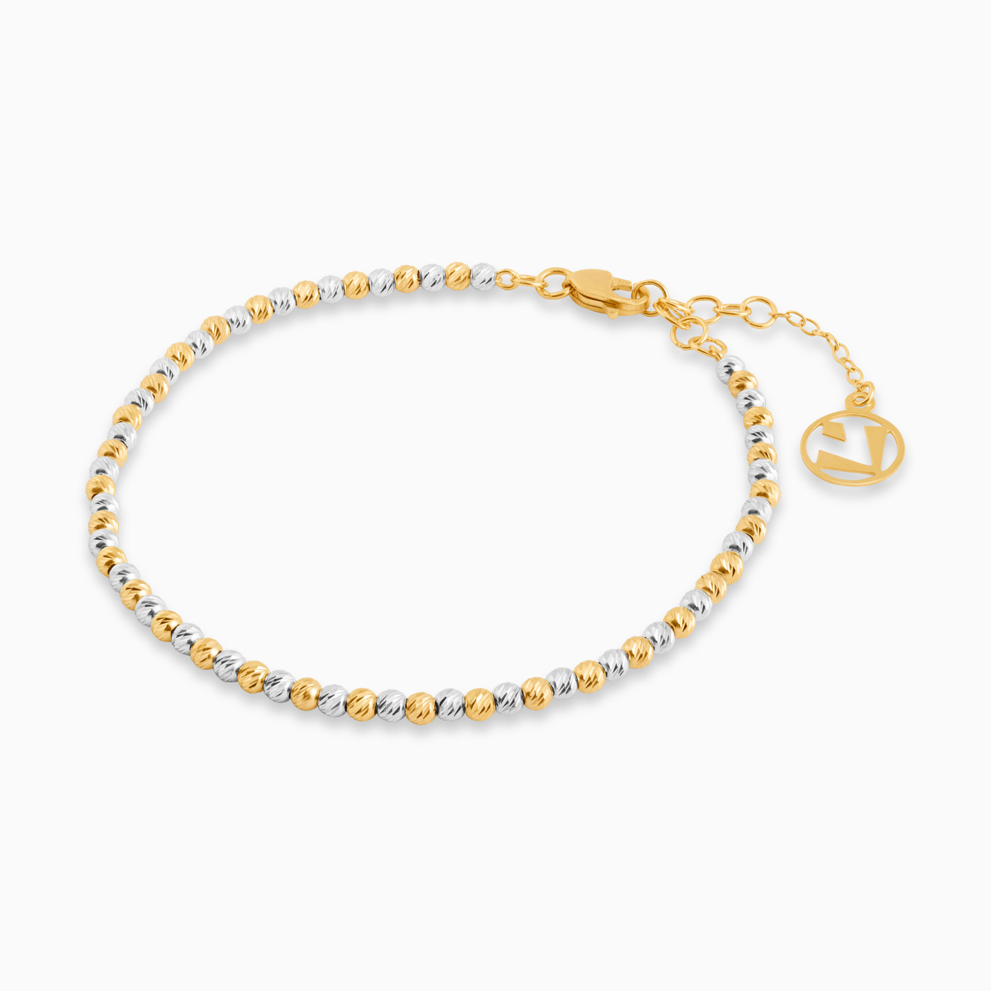 أسورة بسلسلة ذهب خرز عيار 18 قيراط - 2 أسورة بسلسلة ذهب خرز عيار 18 قيراط - 2