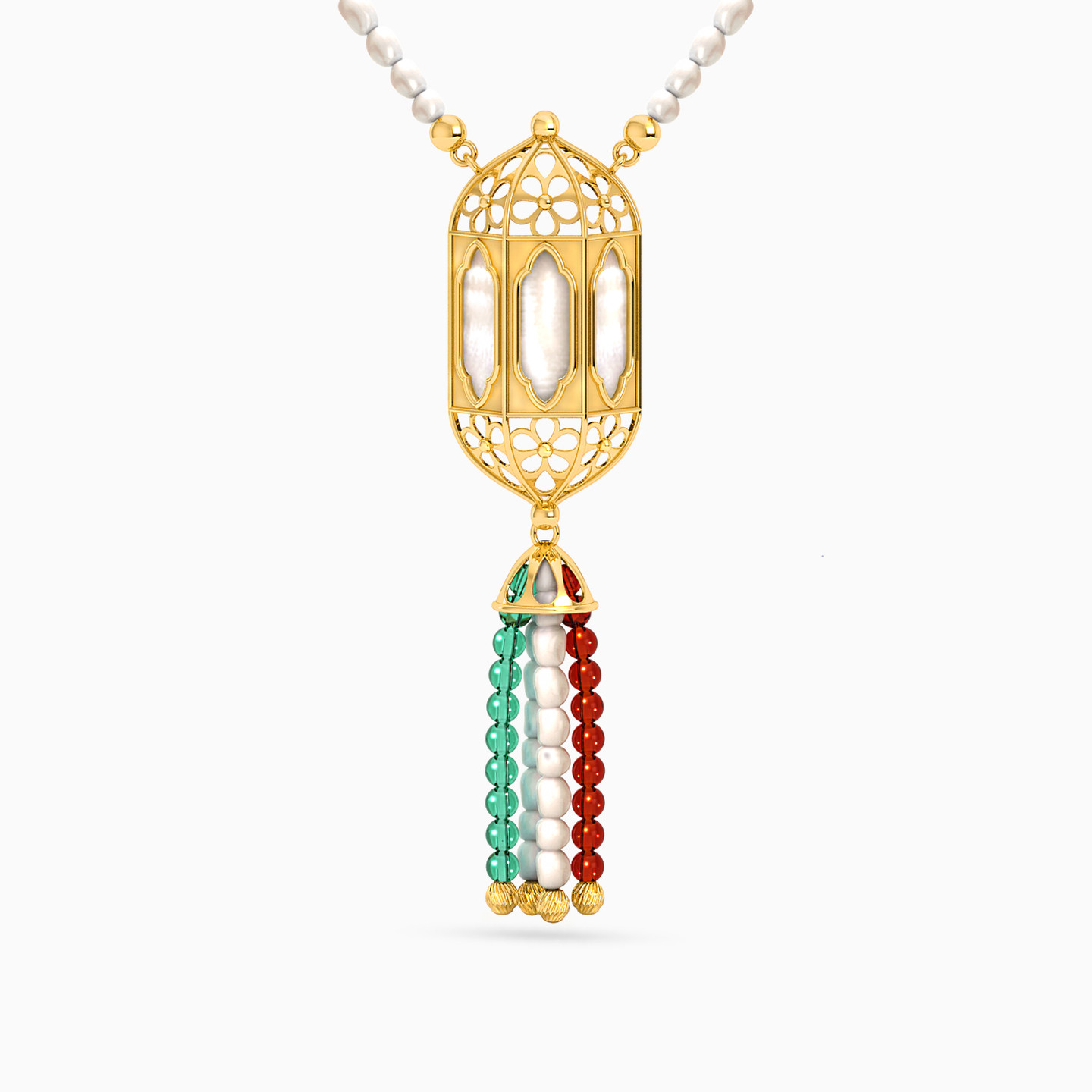 Lantern Colored Stones Necklace in 18K Gold Lantern Colored Stones Necklace in 18K Gold