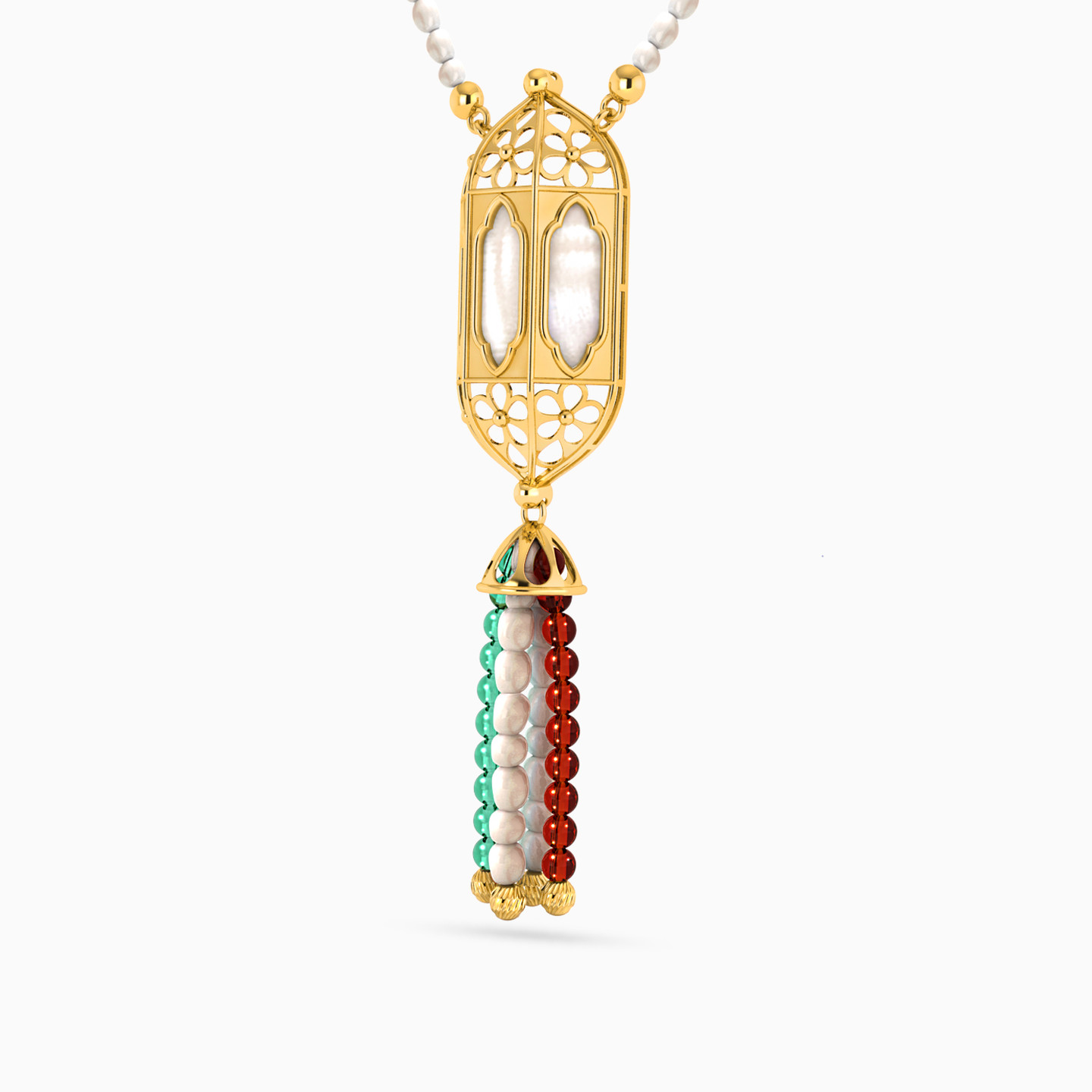 Lantern Colored Stones Necklace in 18K Gold - 2 Lantern Colored Stones Necklace in 18K Gold - 2