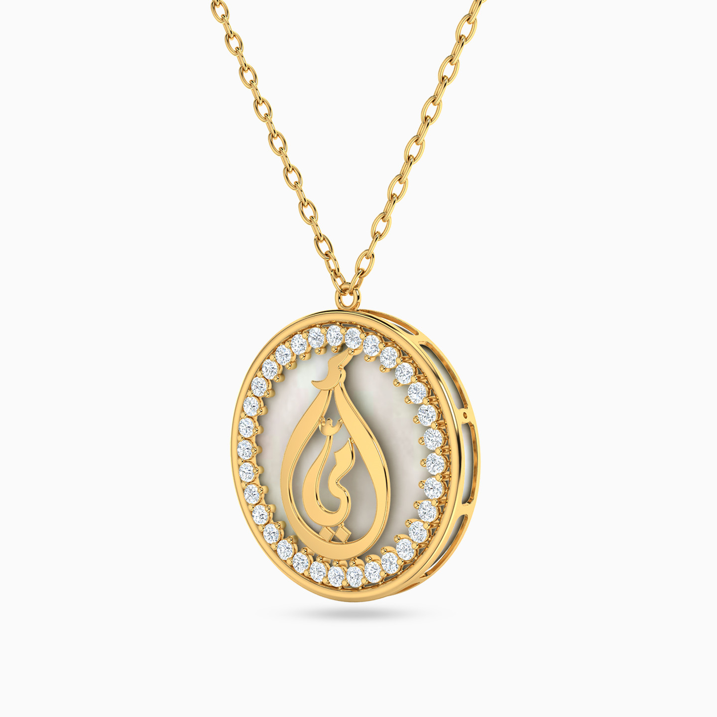 Circle Colored Stones Necklace in 18K Gold - 2 Circle Colored Stones Necklace in 18K Gold - 2