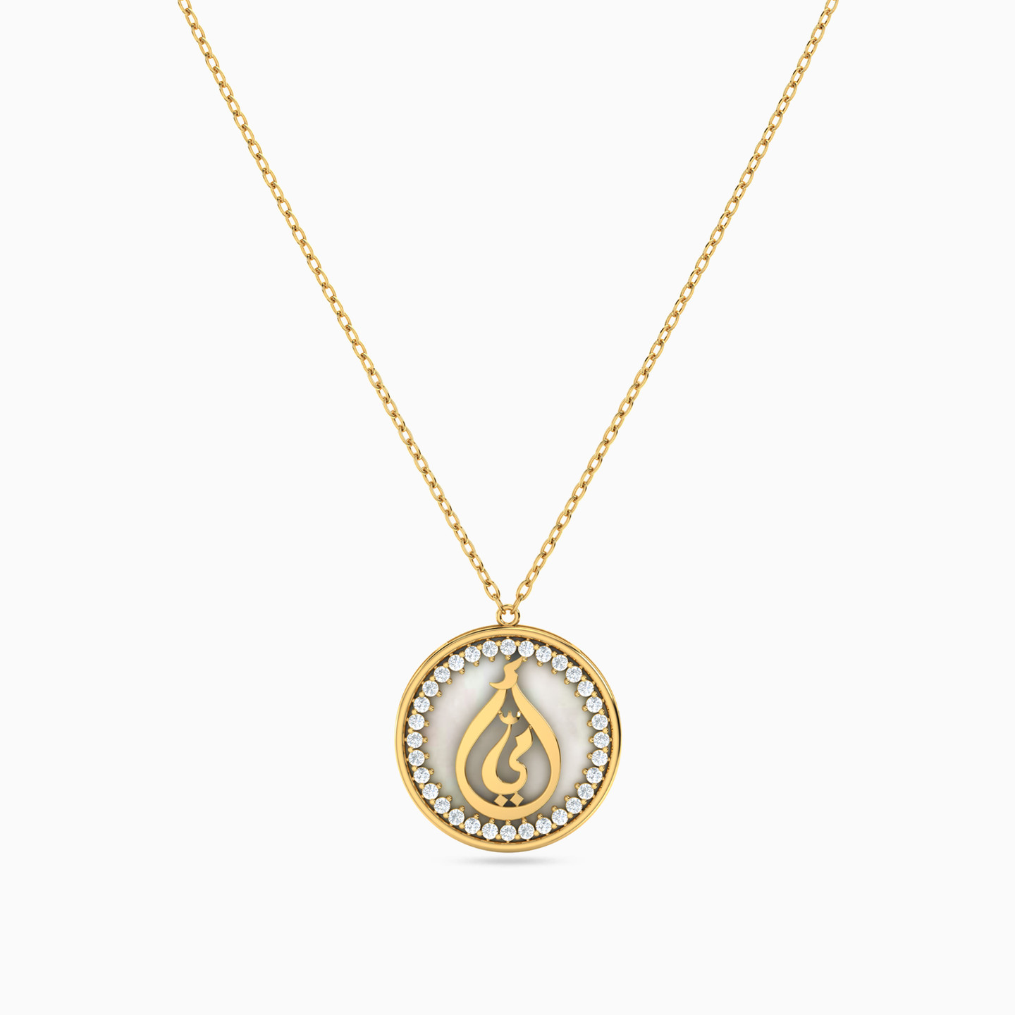 Circle Colored Stones Necklace in 18K Gold - 3 Circle Colored Stones Necklace in 18K Gold - 3