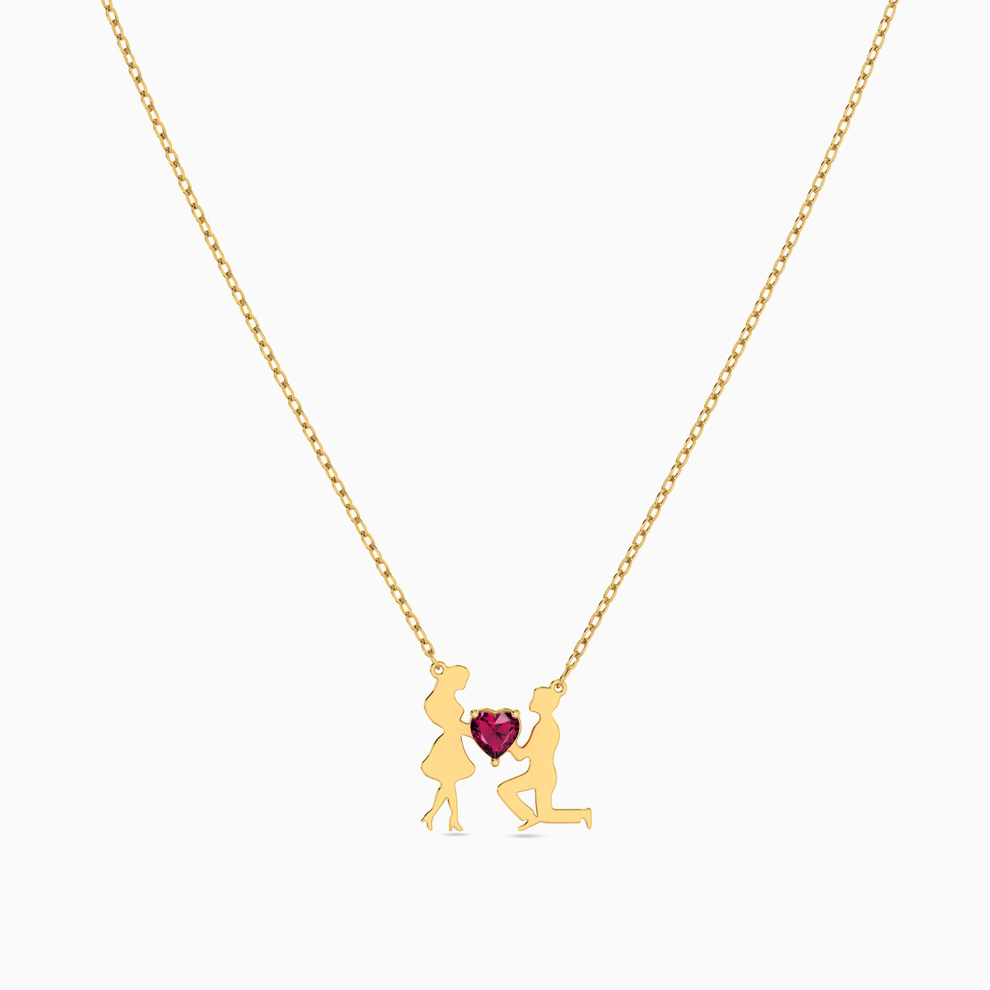 Couple Colored Stone Necklace in 18K Gold - 3 Couple Colored Stone Necklace in 18K Gold - 3