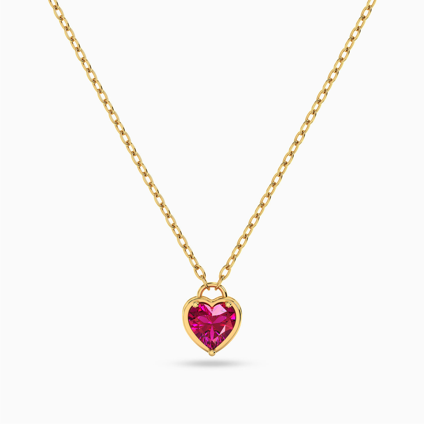 Heart Rose Stone Necklace in 18K Gold