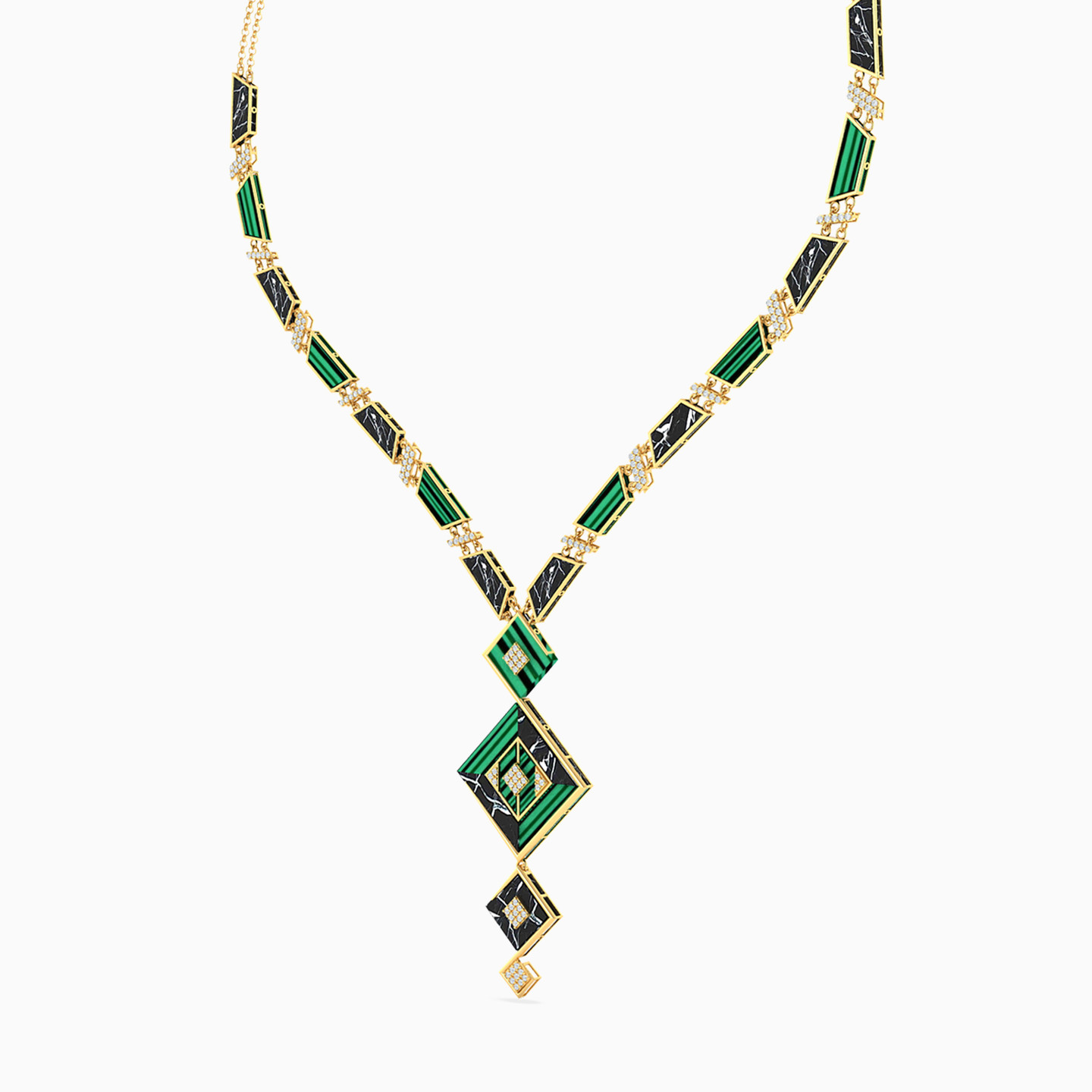 Multi-Shaped Colored Stones on 18K Gold Chain - 2