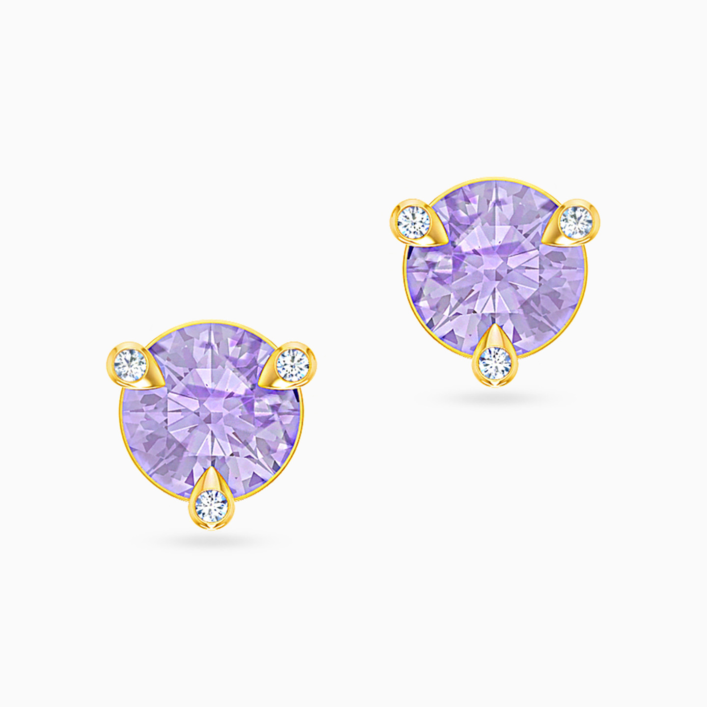 18K Gold Colored Stones Stud Earrings