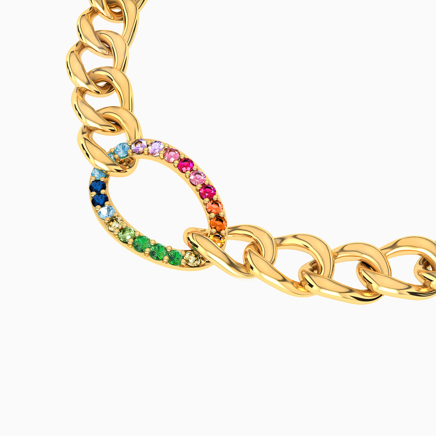 18K Gold Colored Stones Chain Bracelet - 3