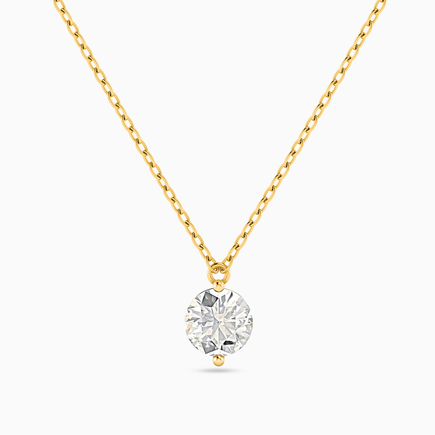 Round Clear Stone Necklace in 18K Gold Round Clear Stone Necklace in 18K Gold
