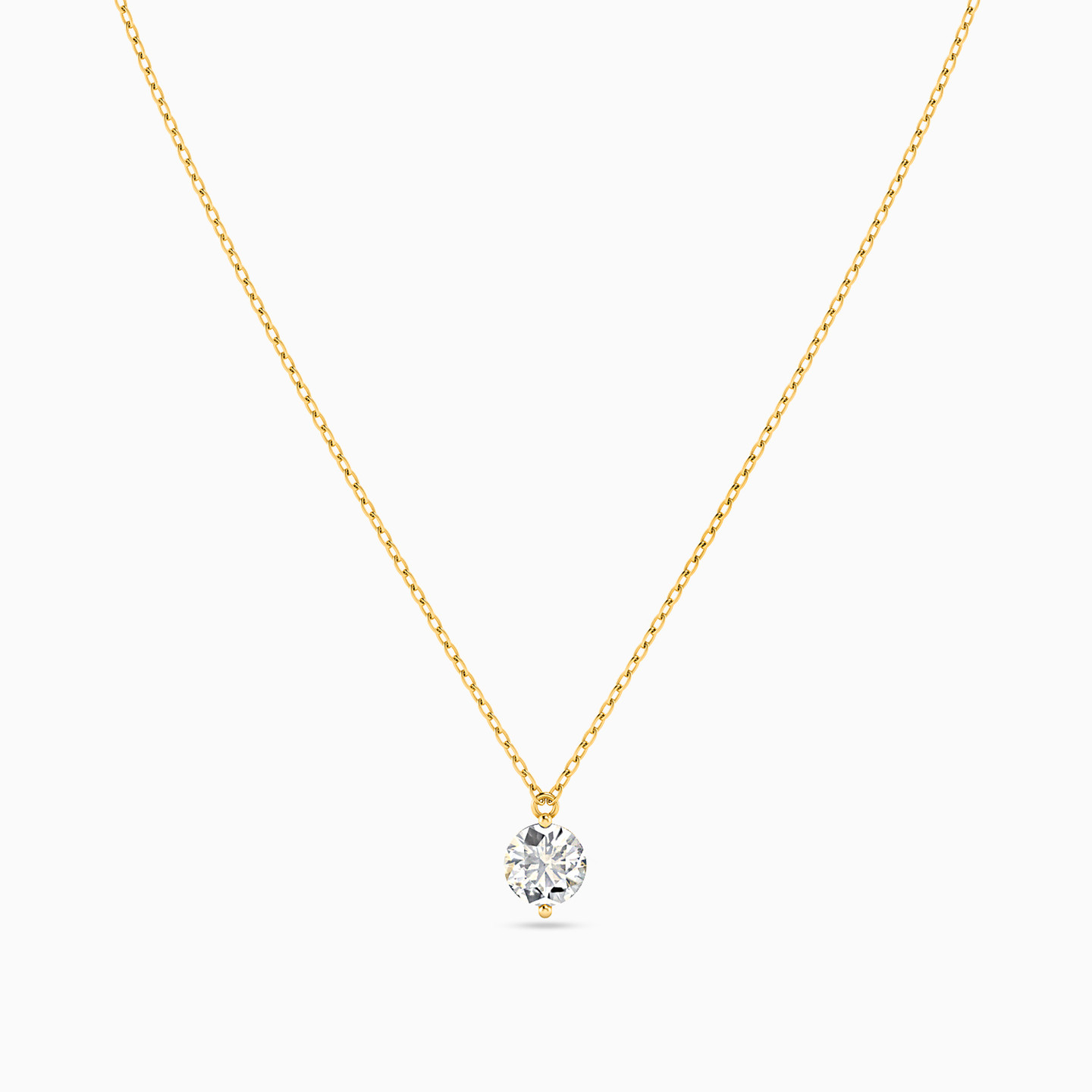 Round Clear Stone Necklace in 18K Gold - 3 Round Clear Stone Necklace in 18K Gold - 3