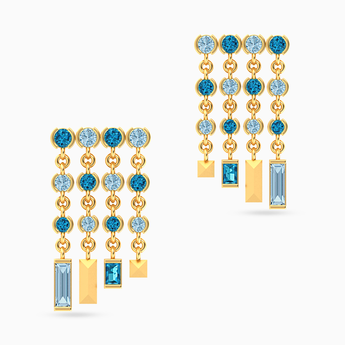 أقراط متدلية طويلة ذهب دائرية عيار 18 قيراط مزينة بالأحجار الملونة أقراط متدلية طويلة ذهب دائرية عيار 18 قيراط مزينة بالأحجار الملونة