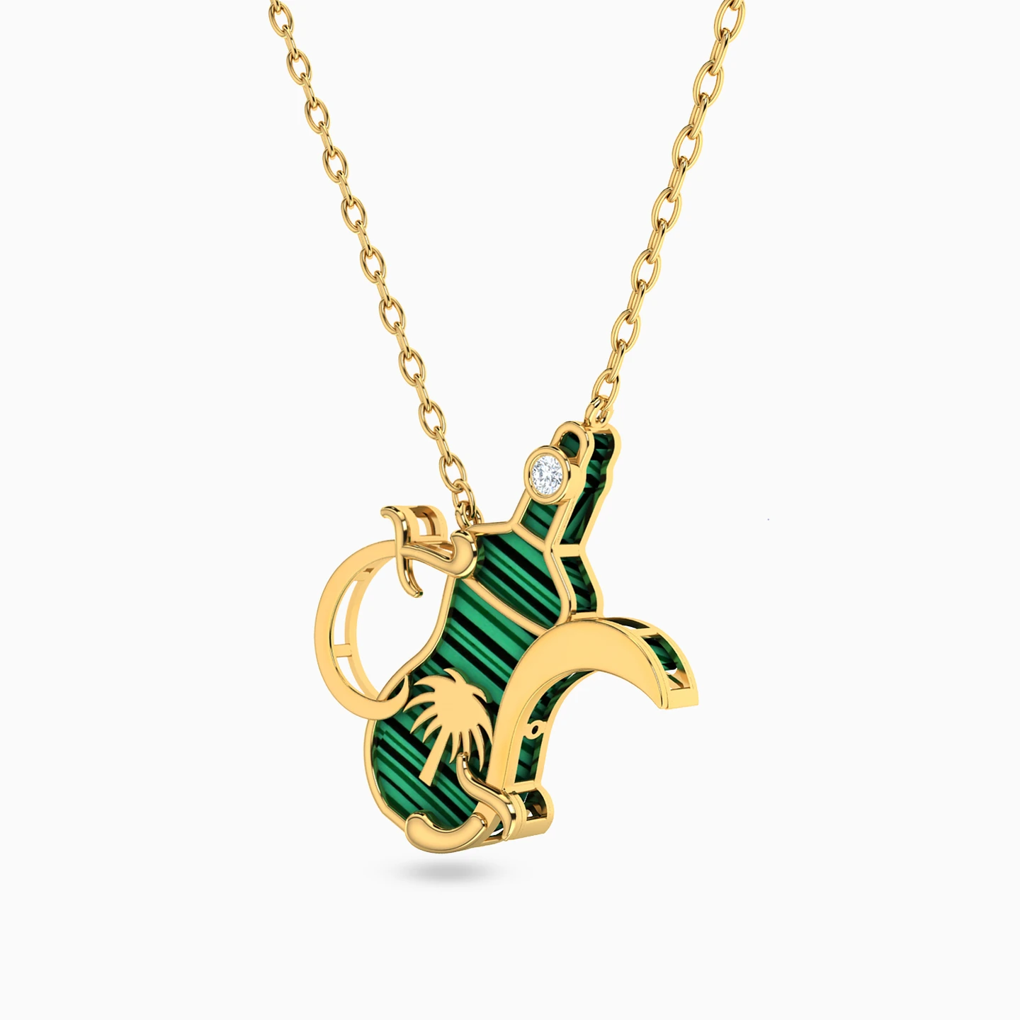 Jug Green Stones Necklace in 18K Gold - 2 Jug Green Stones Necklace in 18K Gold - 2