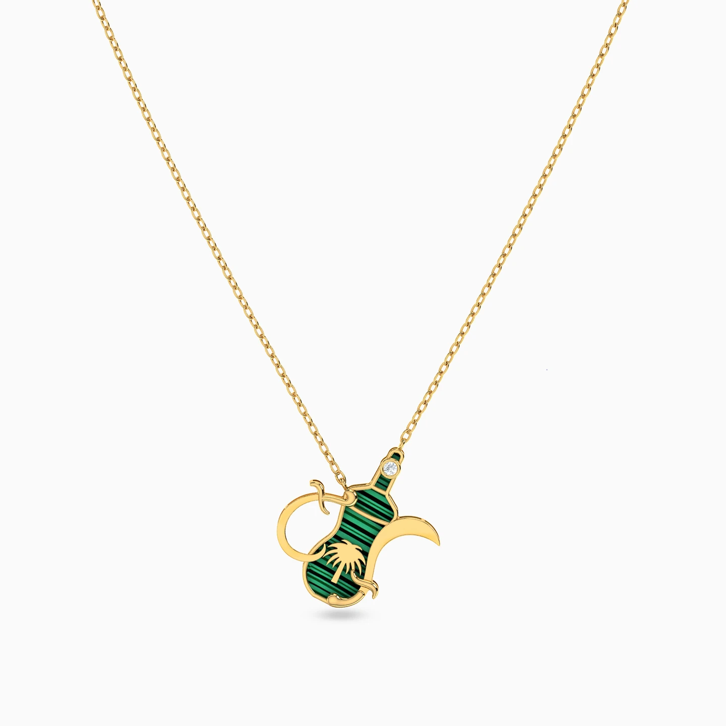 Jug Green Stones Necklace in 18K Gold - 3 Jug Green Stones Necklace in 18K Gold - 3