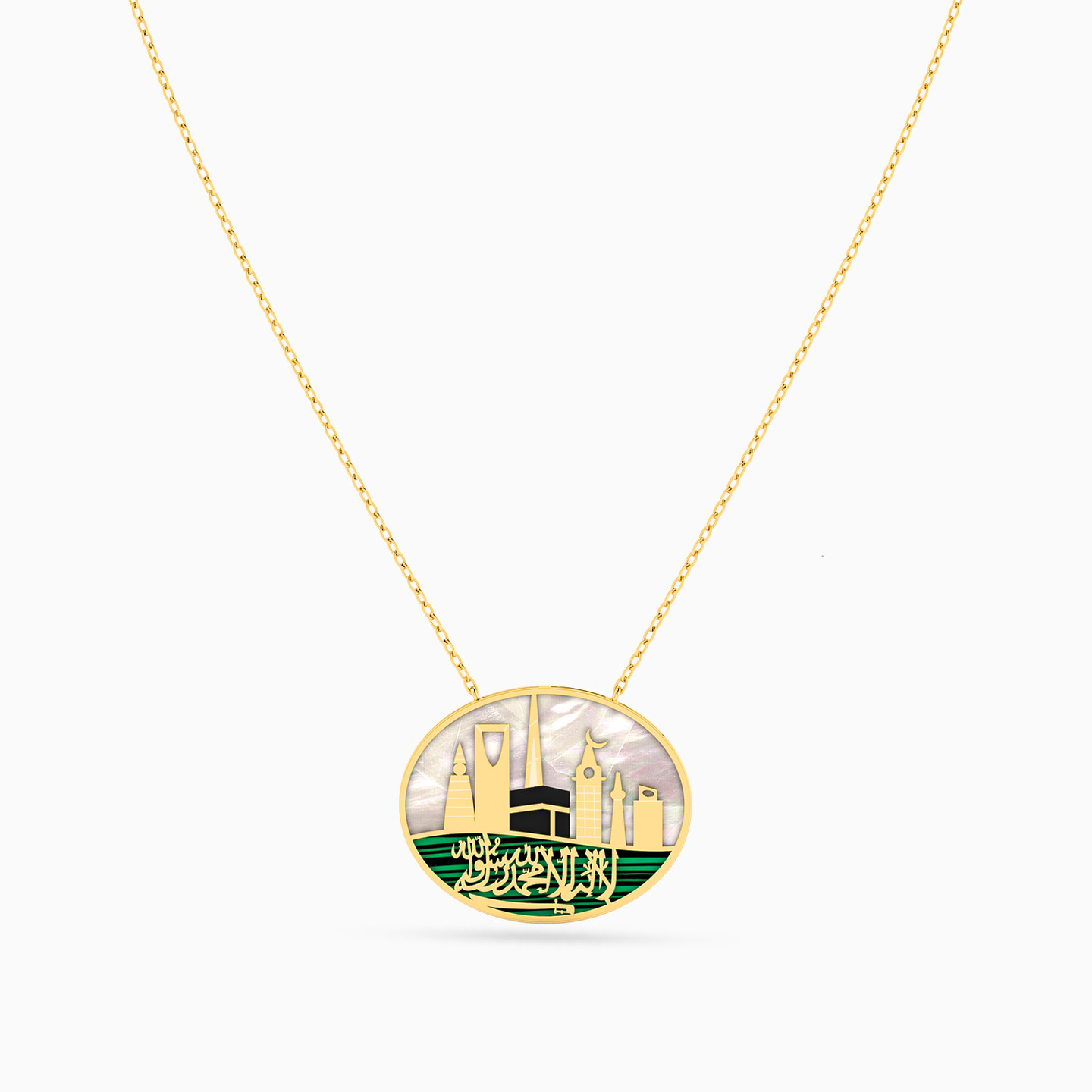 Mecca Colored Stones Necklace in 18K Gold - 3 Mecca Colored Stones Necklace in 18K Gold - 3
