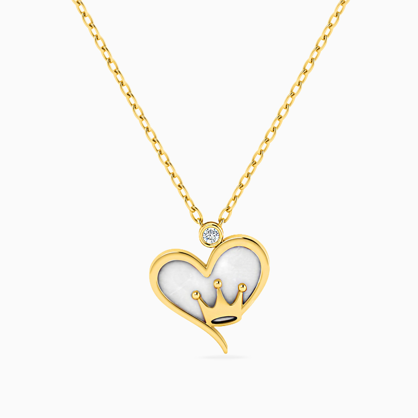 Heart Shaped Pearls Pendant with 18K Gold Chain