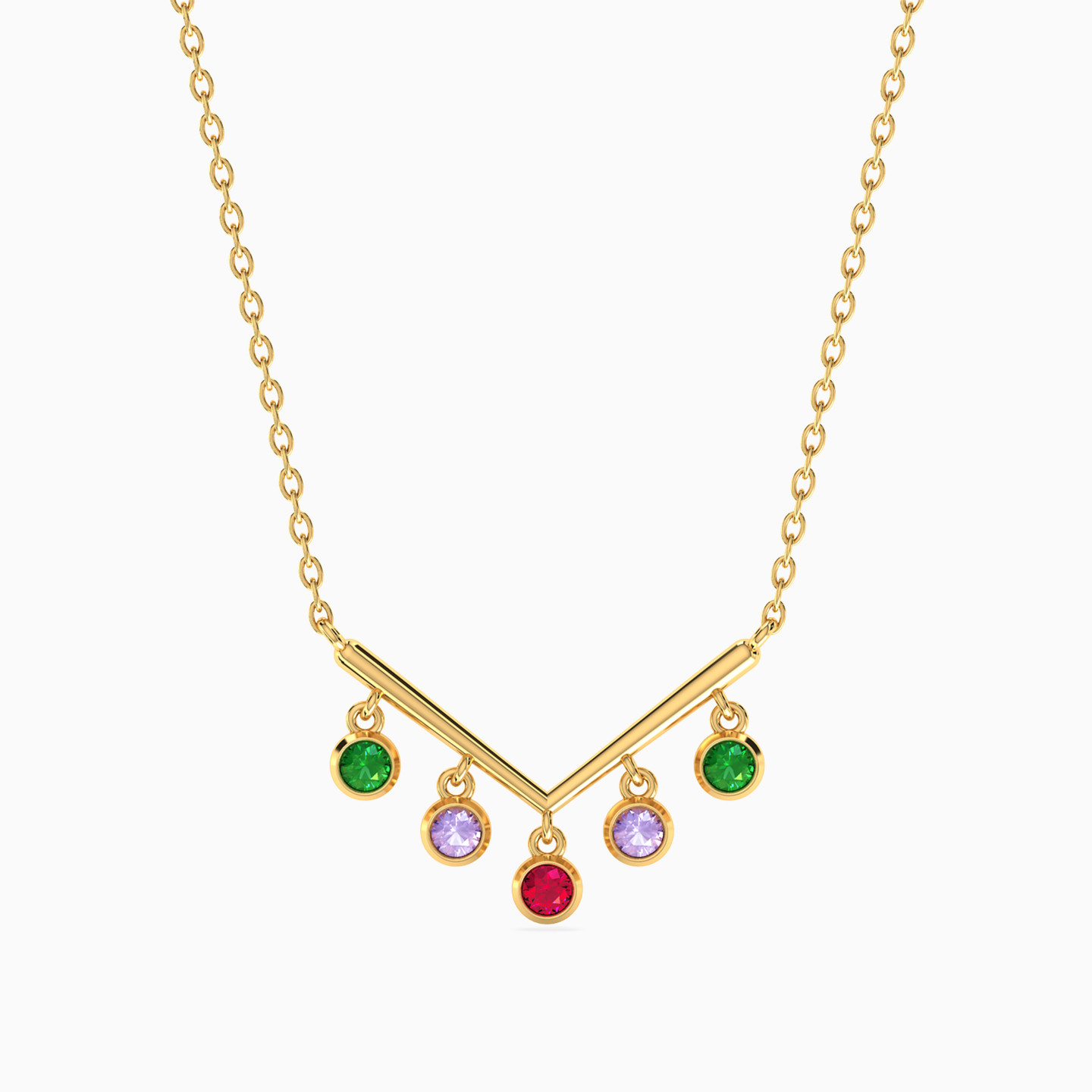 Circle Colored Stones Necklace in 18K Gold Circle Colored Stones Necklace in 18K Gold