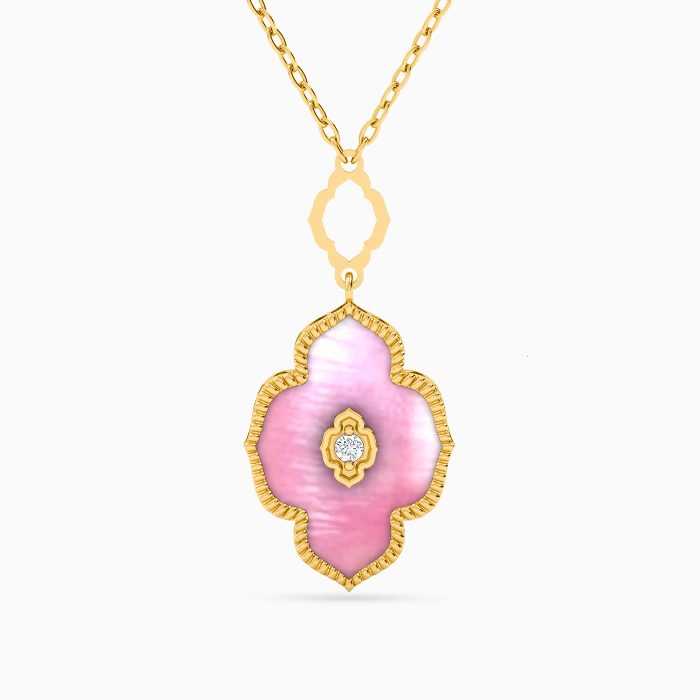 Arabesque Diamond & Rose Stone Necklace in 18K Gold Arabesque Diamond & Rose Stone Necklace in 18K Gold