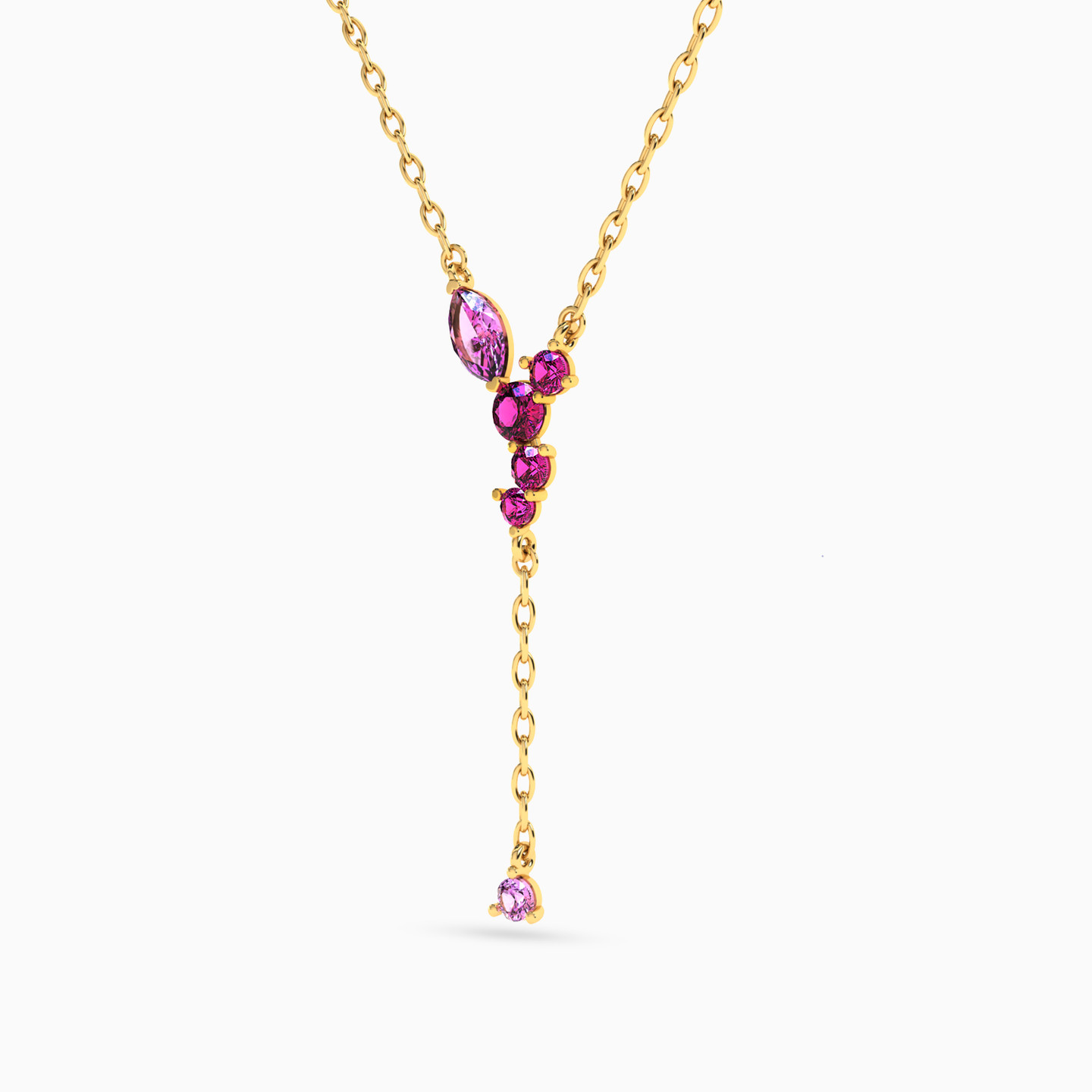 18K Gold Colored Stones Drop Pendant Necklace - 2