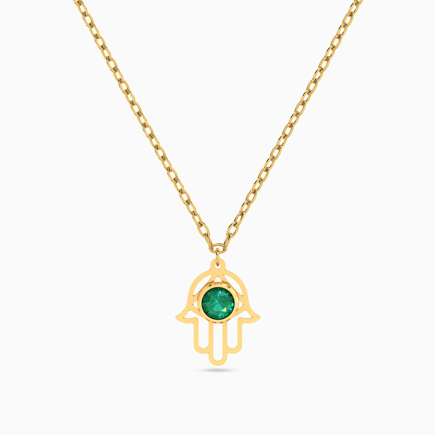 Hamsa Green Stones Necklace in 18K Gold Hamsa Green Stones Necklace in 18K Gold