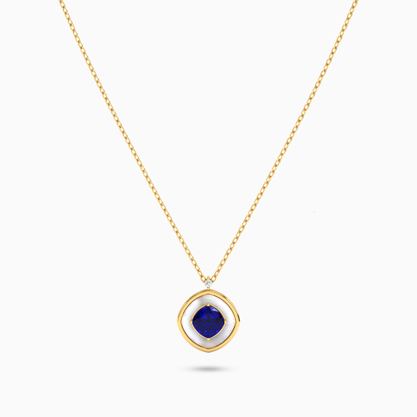 Multishaped Diamond & Colored Stones Necklace in 18K Gold - 2 Multishaped Diamond & Colored Stones Necklace in 18K Gold - 2