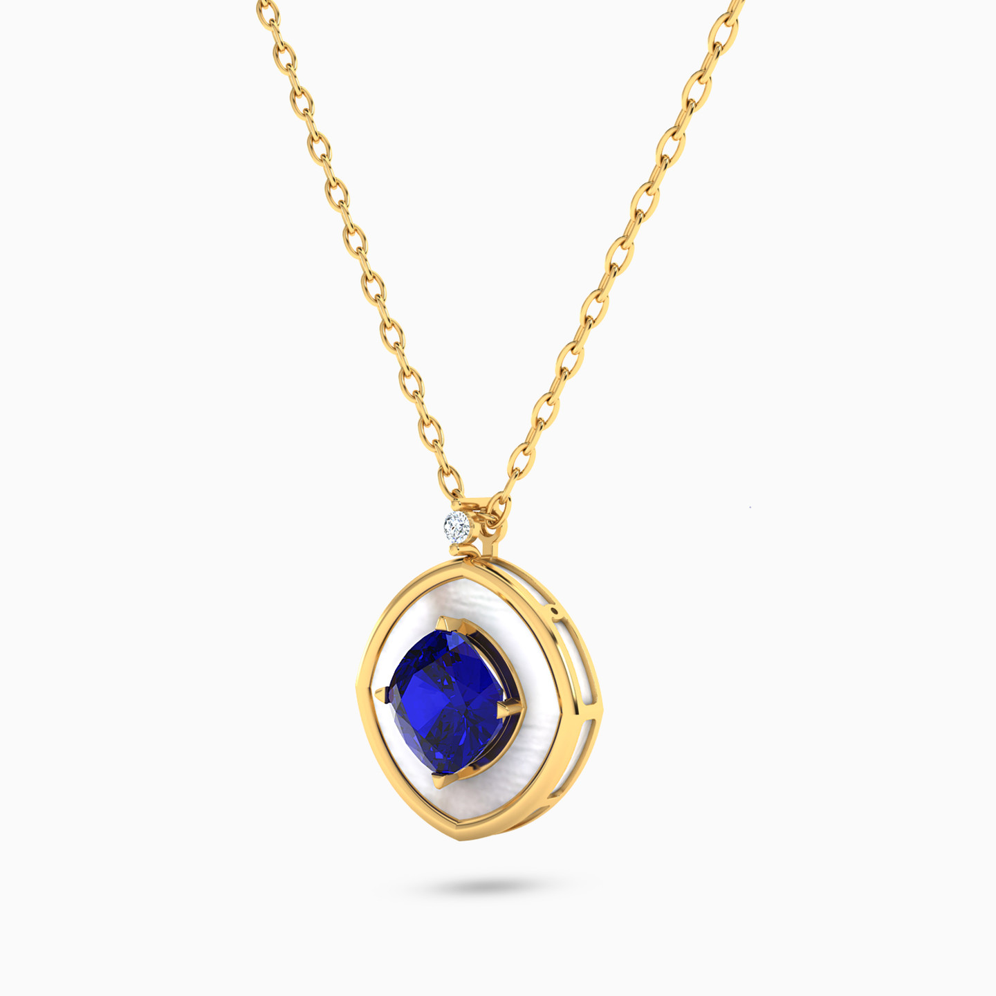 Multishaped Diamond & Colored Stones Necklace in 18K Gold - 3 Multishaped Diamond & Colored Stones Necklace in 18K Gold - 3