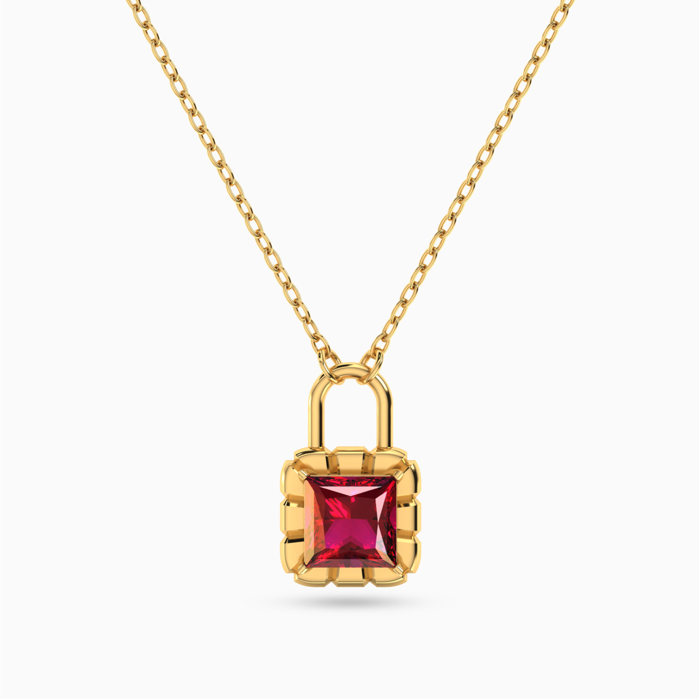 SHIROSE 3rd Necklace”S”(Gold)&ケース(RED) Lock Red Stone Necklace 