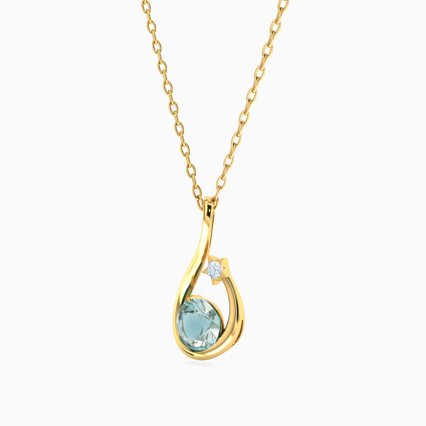 Pear Colored Stones Necklace in 18K Gold - 2 Pear Colored Stones Necklace in 18K Gold - 2