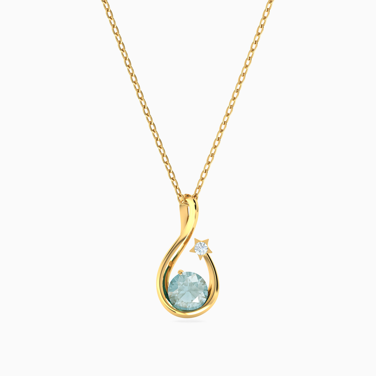 Pear Colored Stones Necklace in 18K Gold - 4 Pear Colored Stones Necklace in 18K Gold - 4