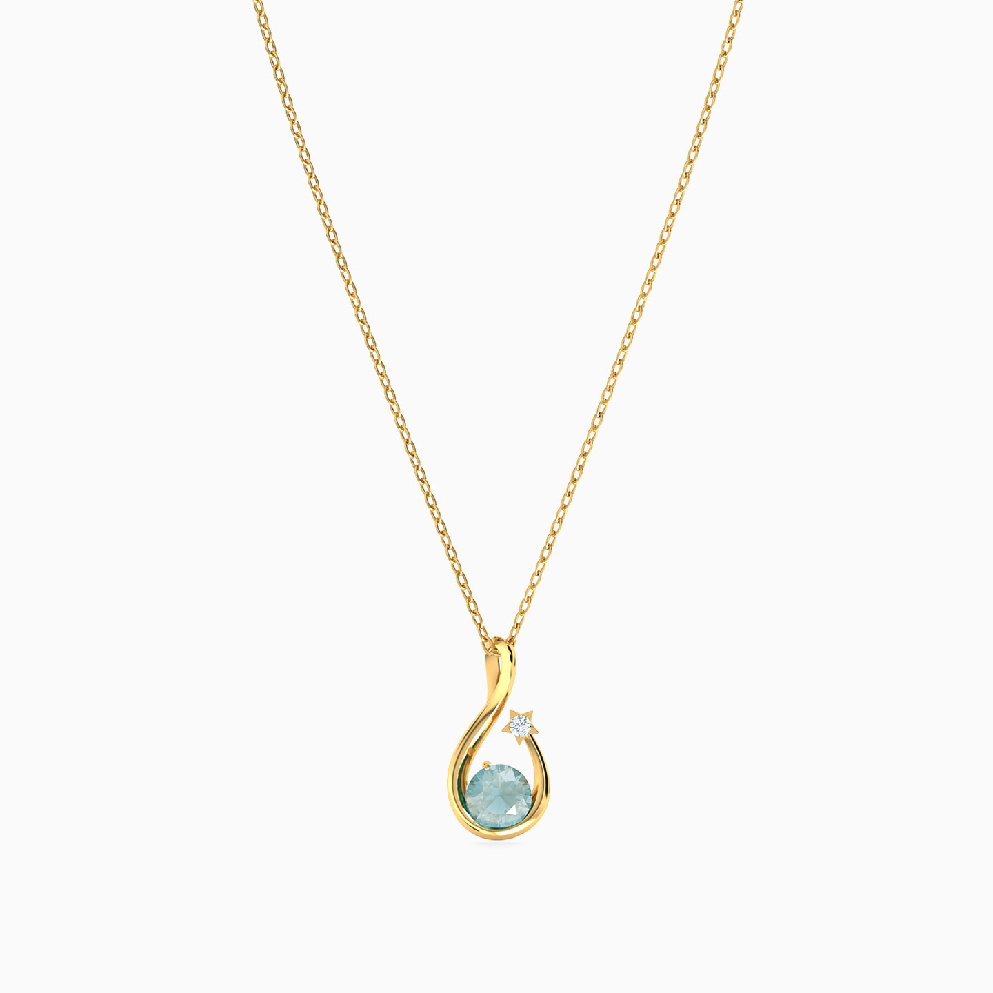 Pear Colored Stones Necklace in 18K Gold - 6 Pear Colored Stones Necklace in 18K Gold - 6