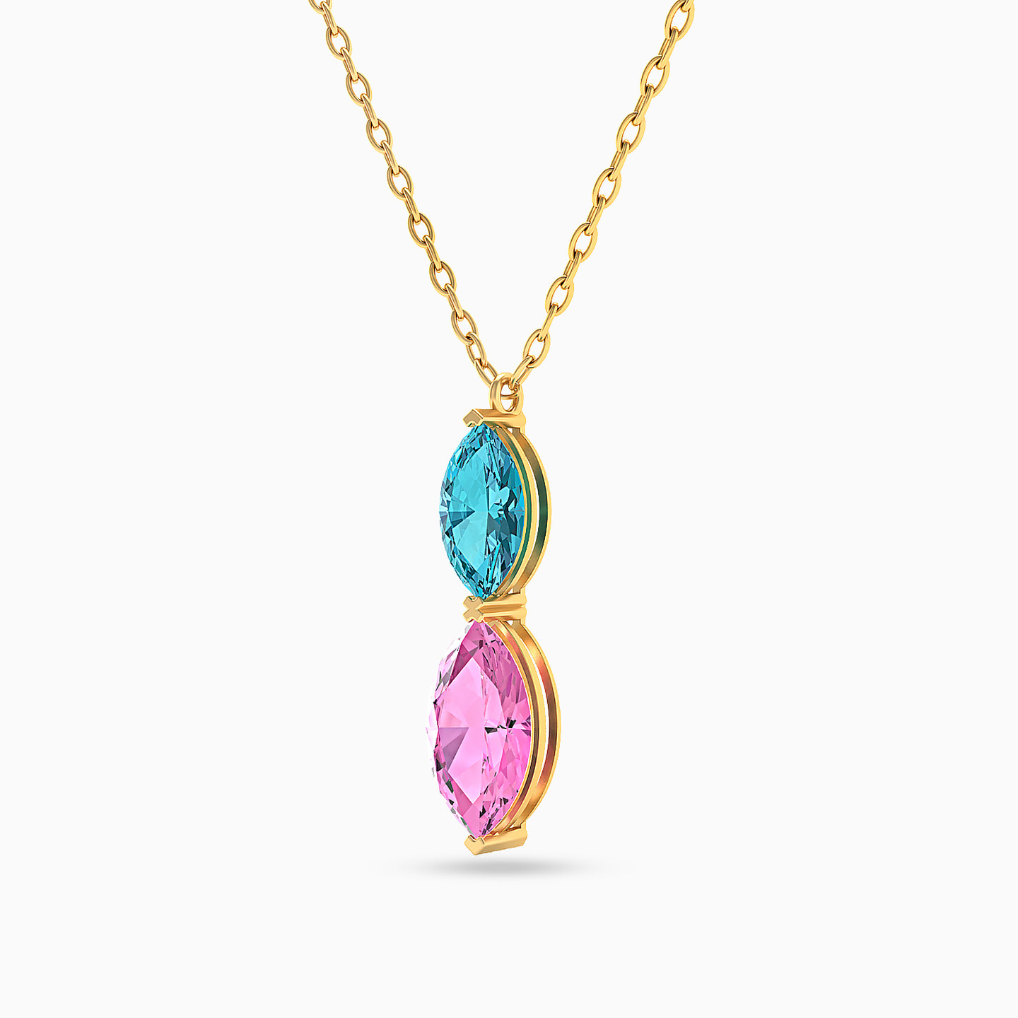Marquise Colored Stones Necklace in 18K Gold - 2 Marquise Colored Stones Necklace in 18K Gold - 2