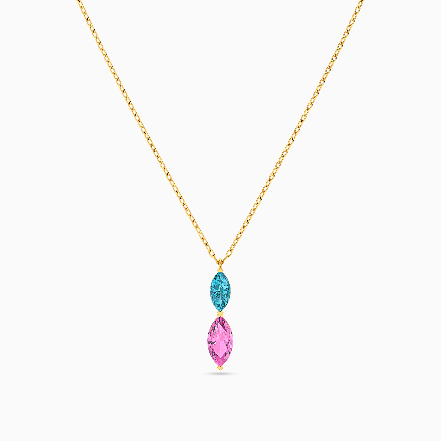 Marquise Colored Stones Necklace in 18K Gold - 3 Marquise Colored Stones Necklace in 18K Gold - 3
