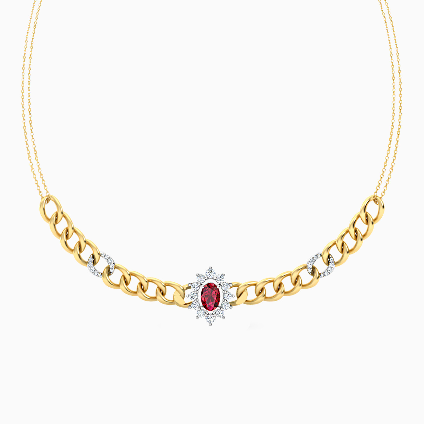 Multi-Shaped Diamonds & Colored Stones on 18K Gold Chain