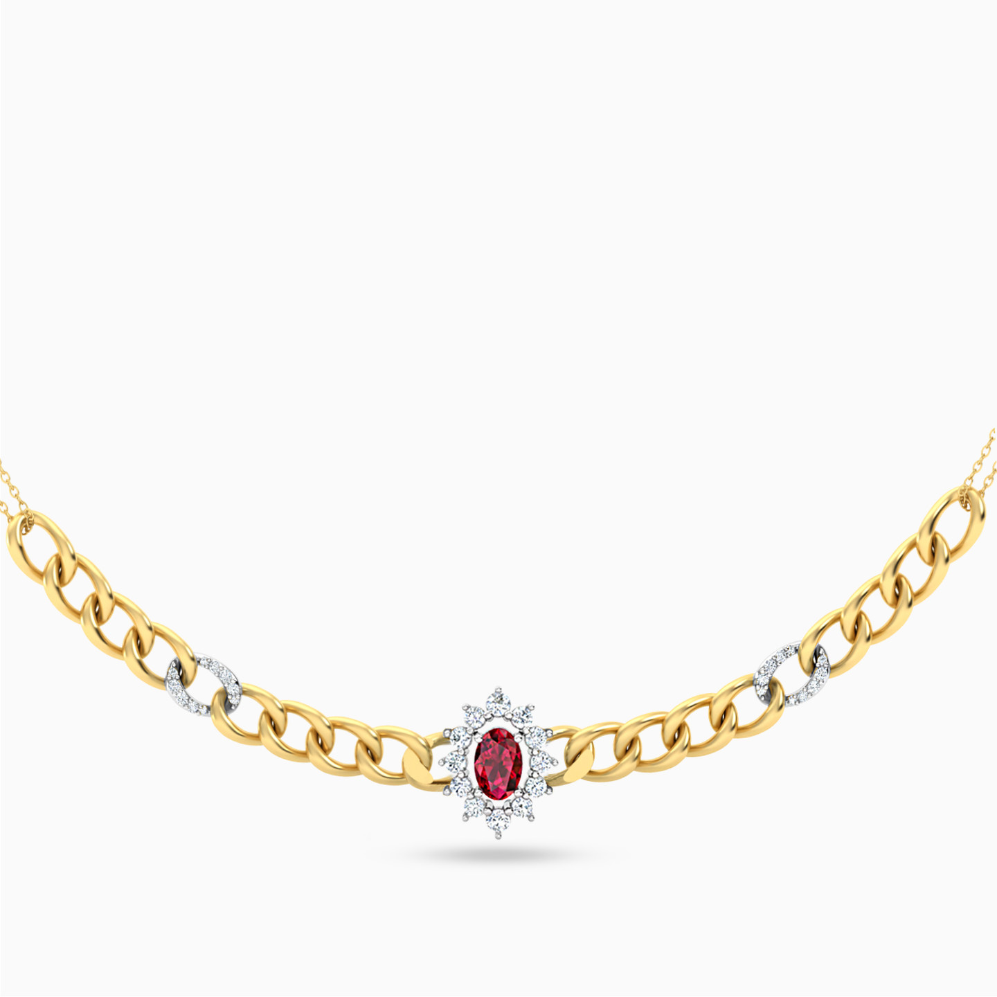 Multi-Shaped Diamonds & Colored Stones on 18K Gold Chain - 3