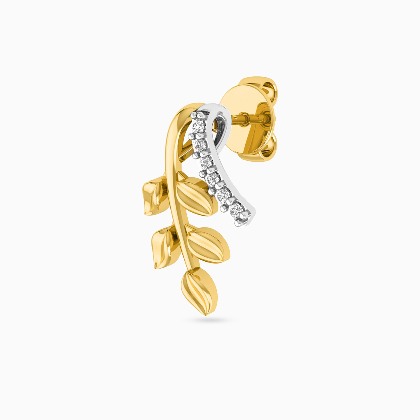 Leaf Diamond Stud Earrings in 18K Gold - 3 Leaf Diamond Stud Earrings in 18K Gold - 3