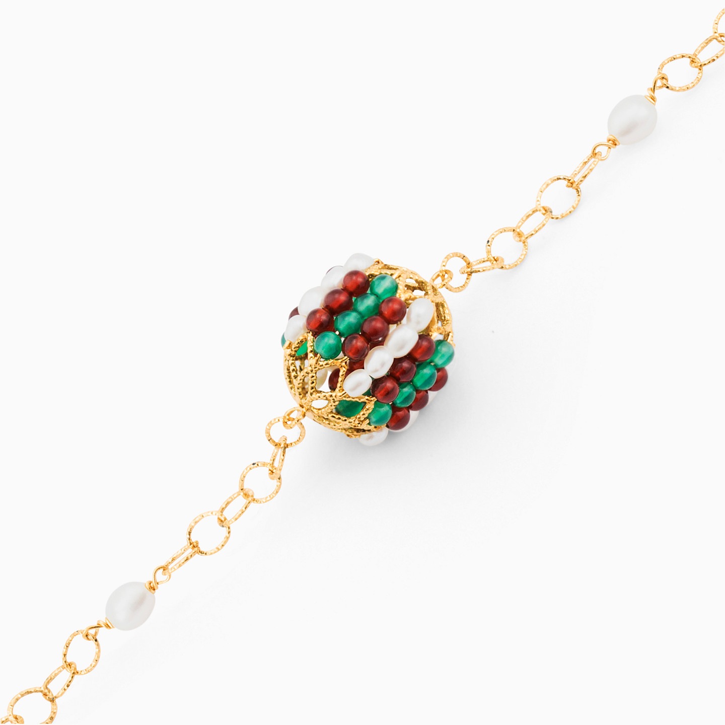 18K Gold Colored Stones Chain Bracelet - 3 18K Gold Colored Stones Chain Bracelet - 3