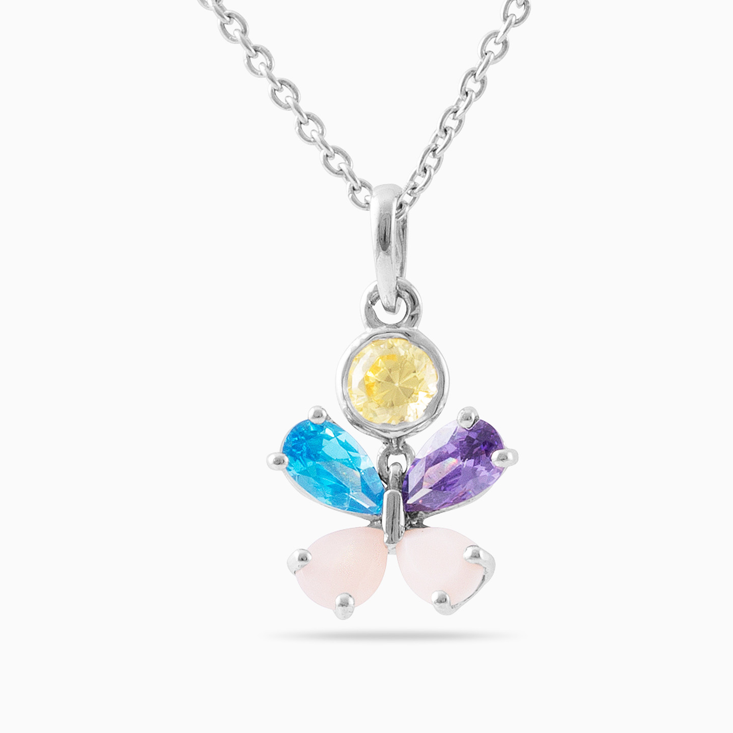 Butterfly Colored Stones Necklace in 18K Gold Butterfly Colored Stones Necklace in 18K Gold