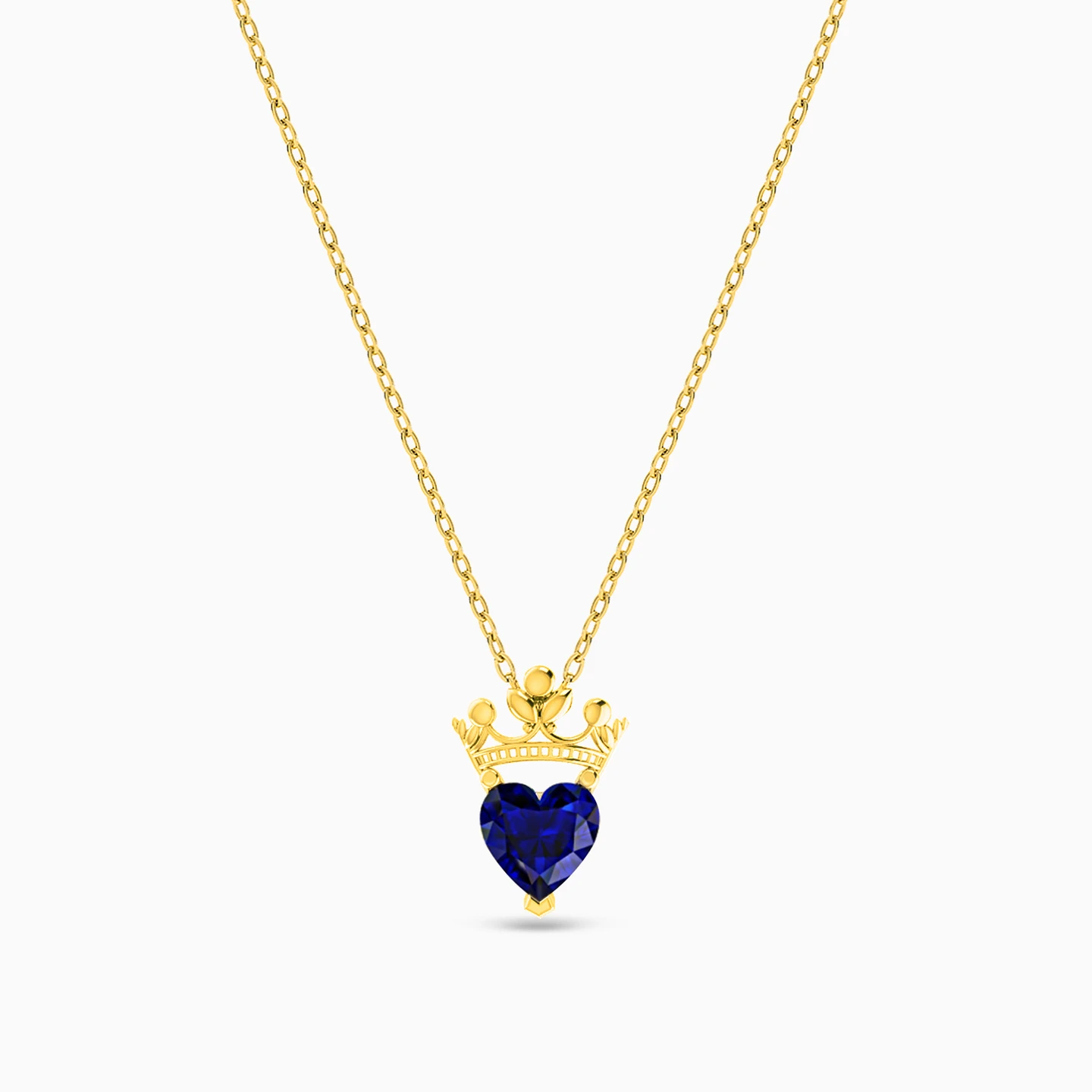 Heart Blue Stone Necklace in 18K Gold - 2 Heart Blue Stone Necklace in 18K Gold - 2