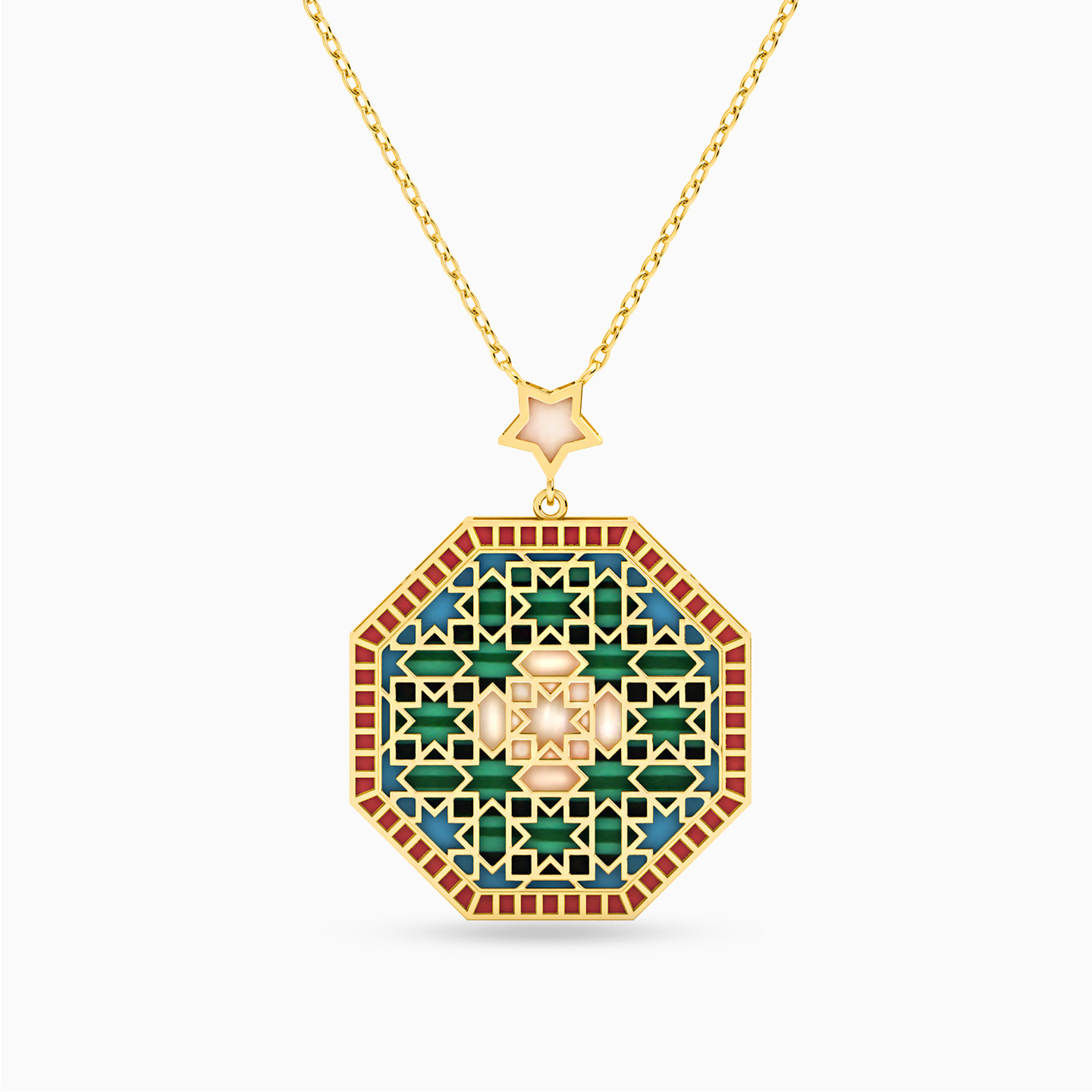 Octagon Enamel Coated Necklace in 18K Gold Octagon Enamel Coated Necklace in 18K Gold