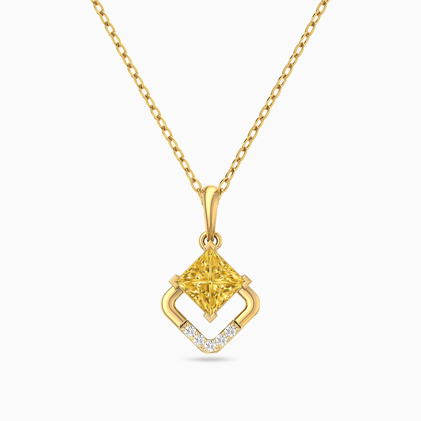 Heart Diamond & Yellow Stone Necklace in 18K Gold Heart Diamond & Yellow Stone Necklace in 18K Gold