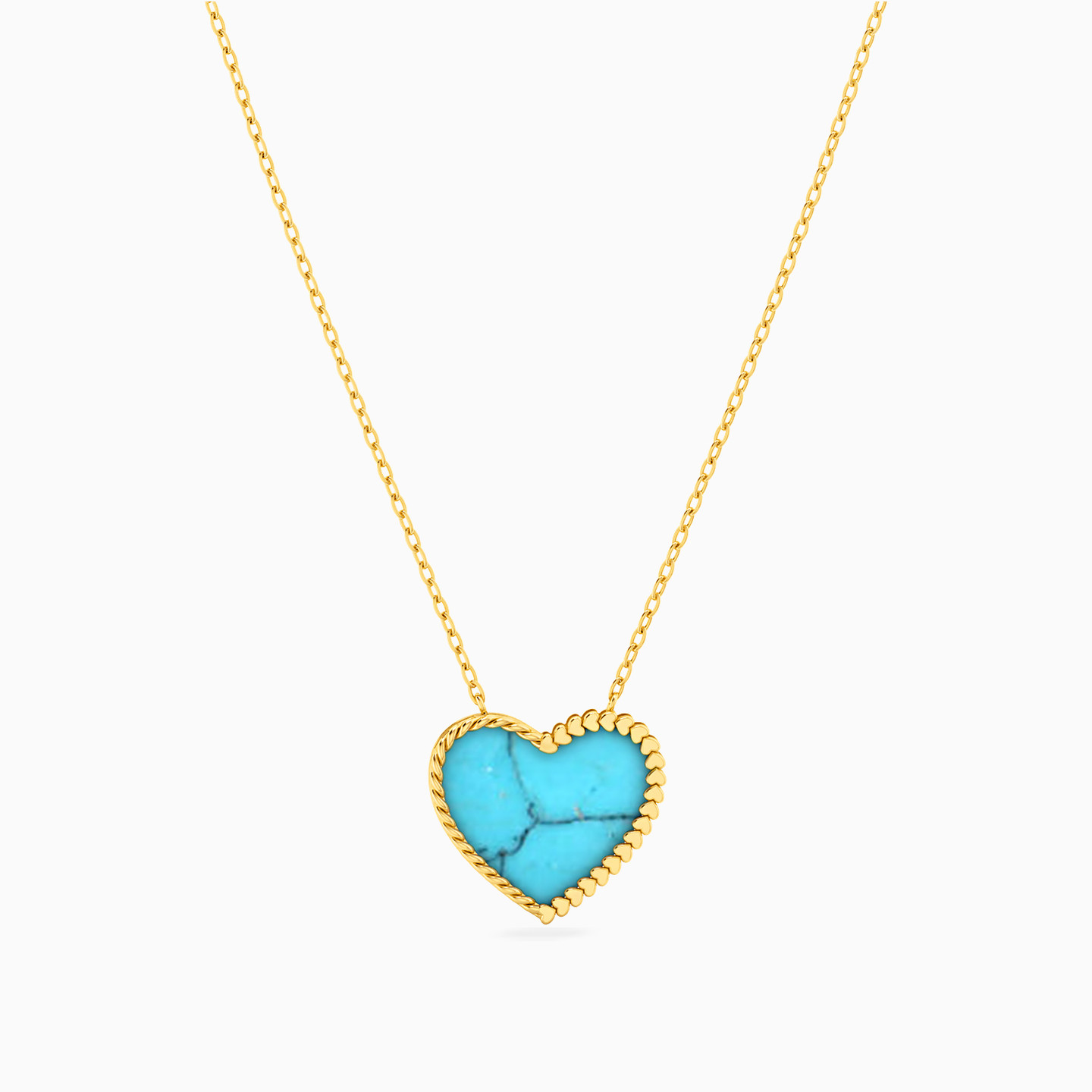Heart Colored Stones Necklace in 18K Gold - 3 Heart Colored Stones Necklace in 18K Gold - 3
