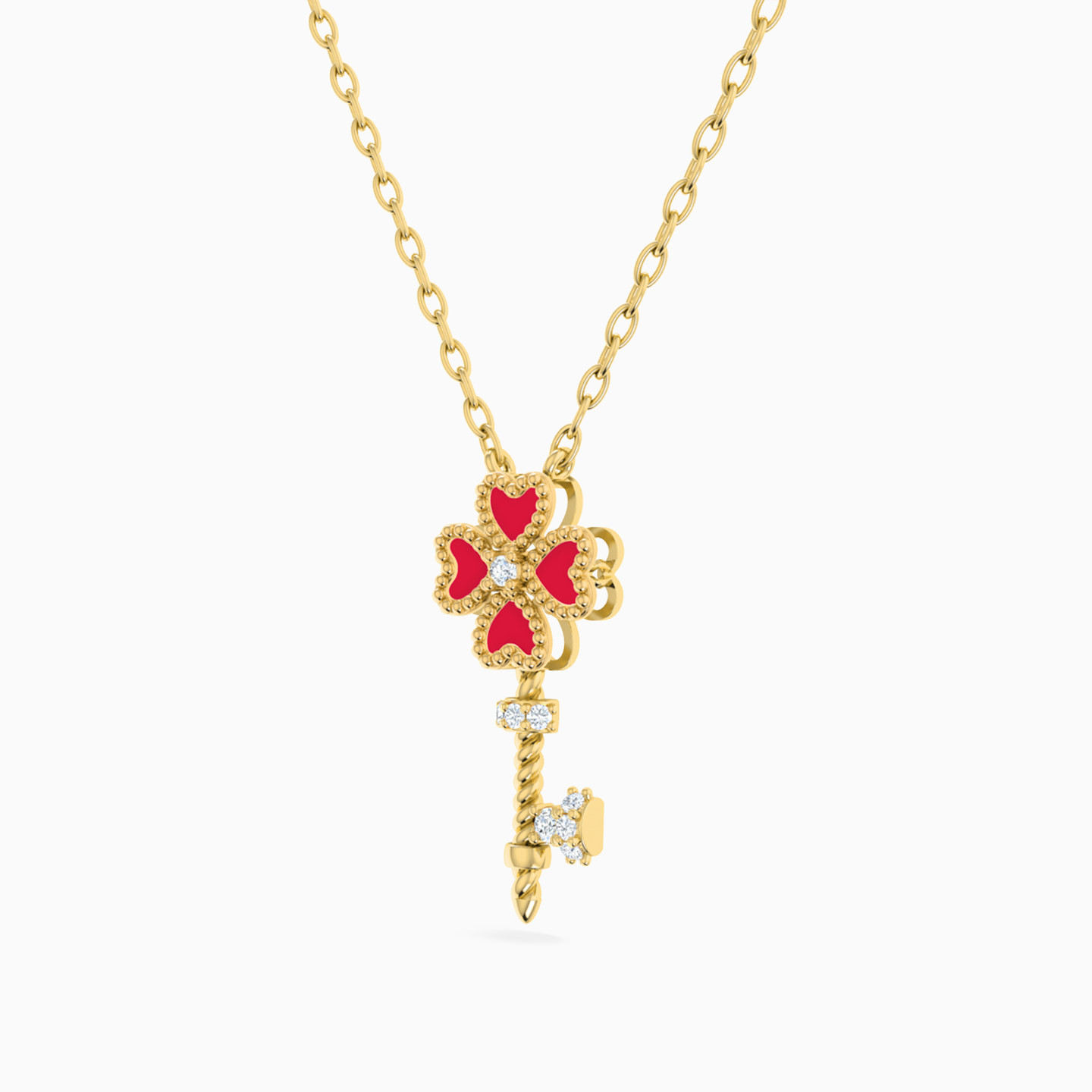 Key Red Stone Necklace in 18K Gold - 2 Key Red Stone Necklace in 18K Gold - 2