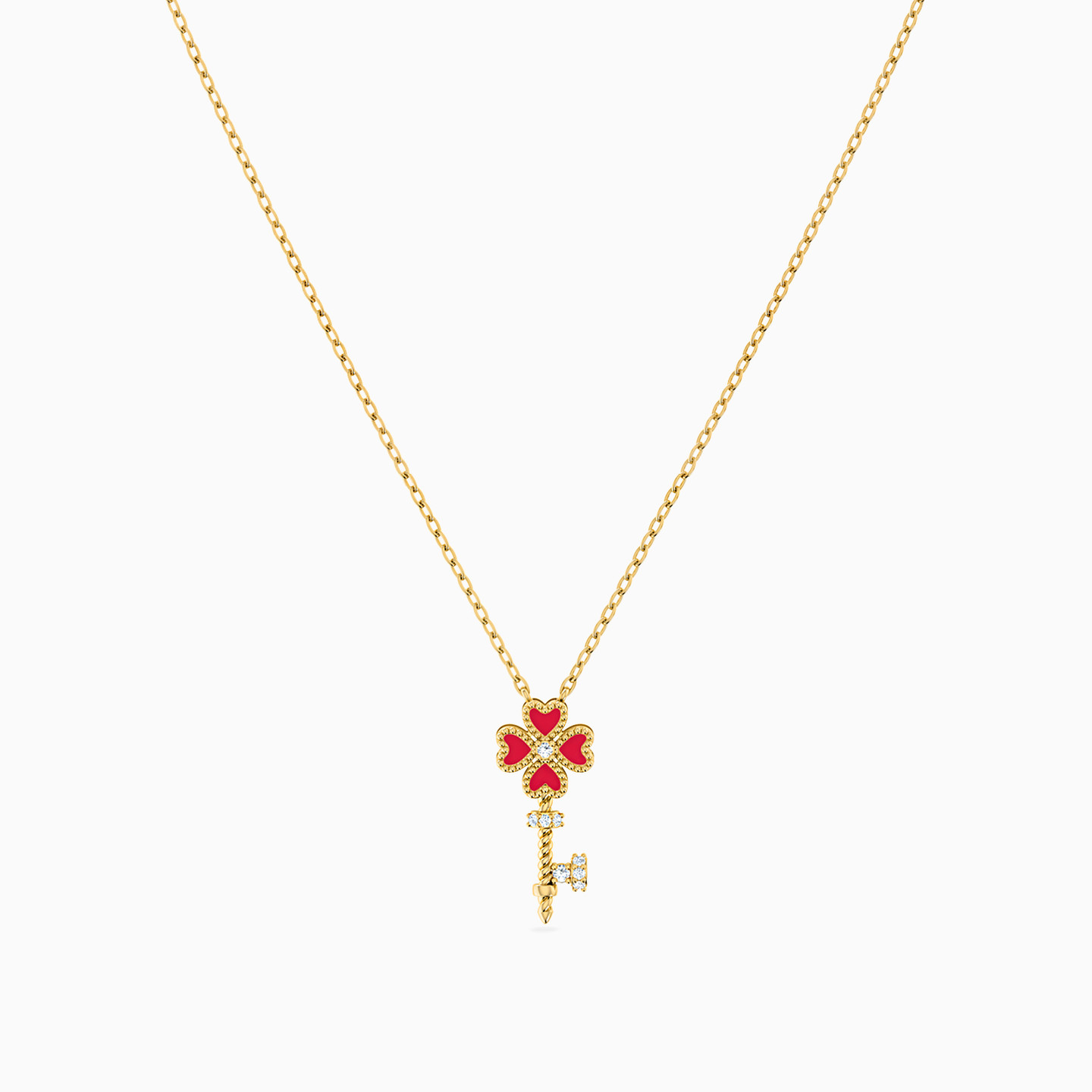 Key Red Stone Necklace in 18K Gold - 3 Key Red Stone Necklace in 18K Gold - 3