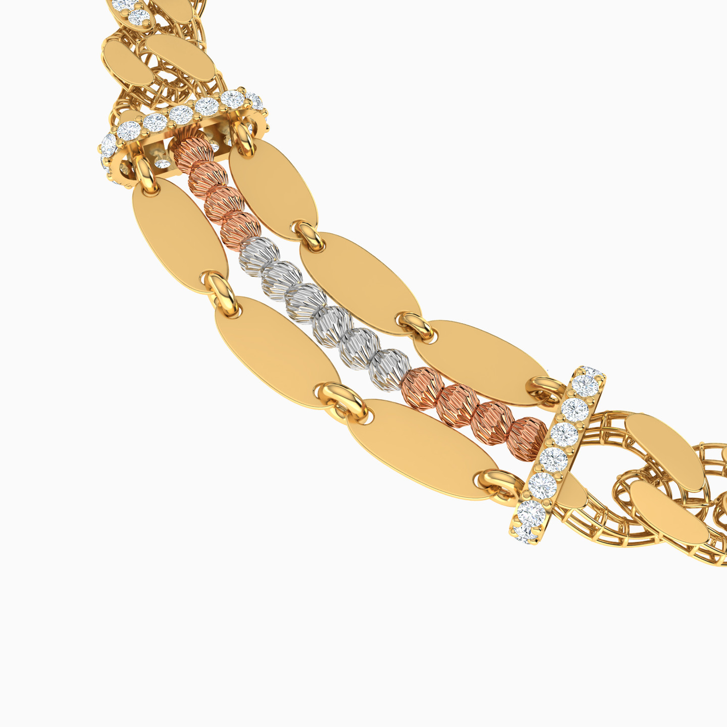 21K Gold Cubic Zirconia Chain Bracelet - 3