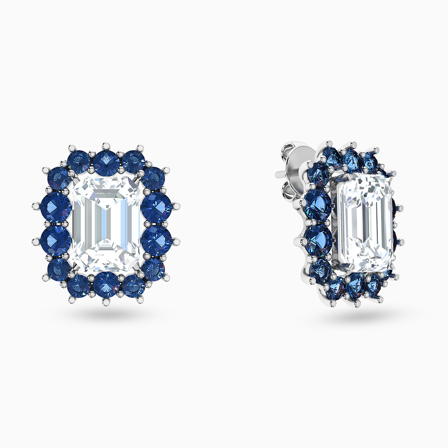 Rectangle Blue Stone Stud Earrings in 18K Gold Rectangle Blue Stone Stud Earrings in 18K Gold