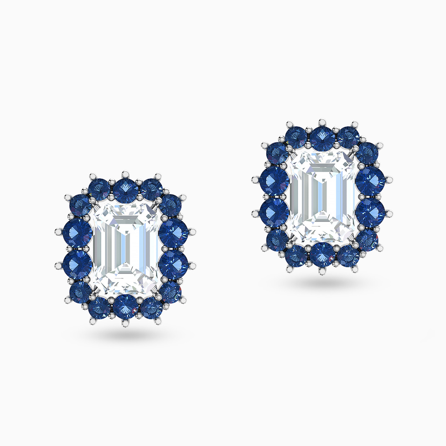 Rectangle Blue Stone Stud Earrings in 18K Gold - 3 Rectangle Blue Stone Stud Earrings in 18K Gold - 3