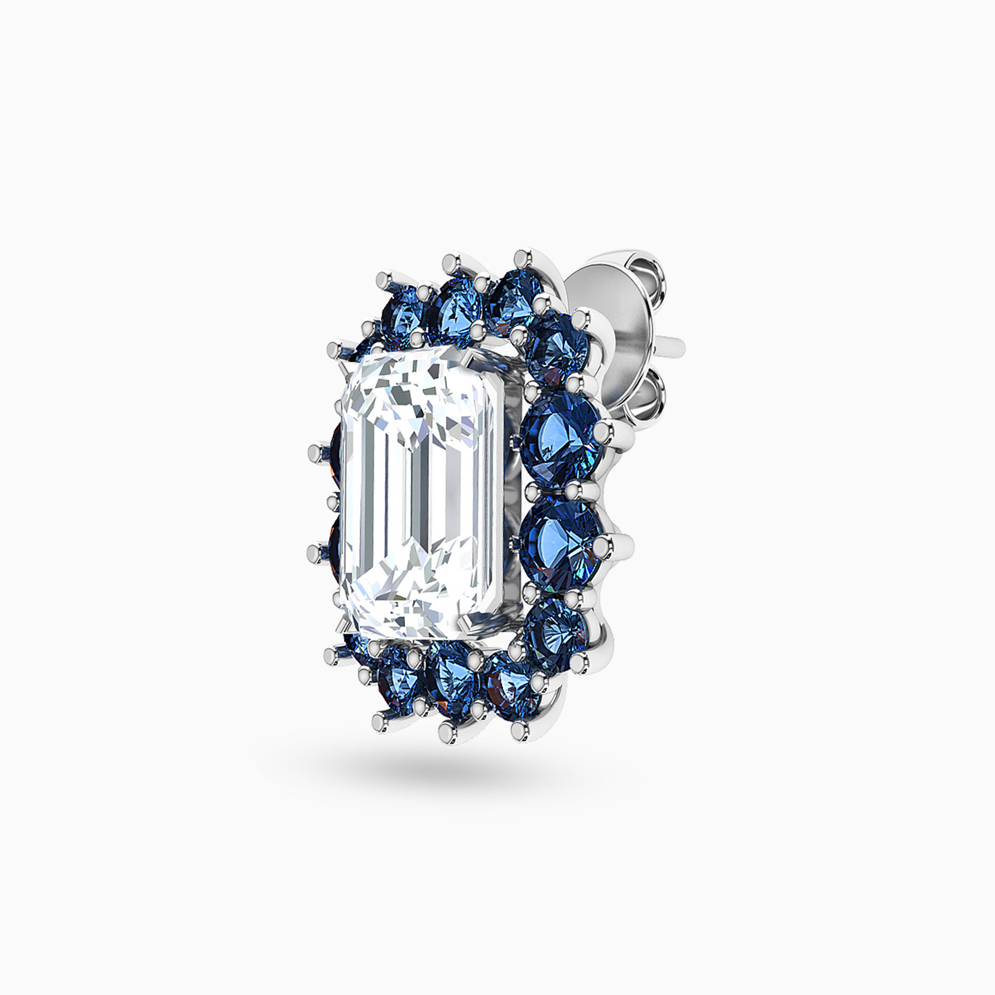 Rectangle Blue Stone Stud Earrings in 18K Gold - 4 Rectangle Blue Stone Stud Earrings in 18K Gold - 4