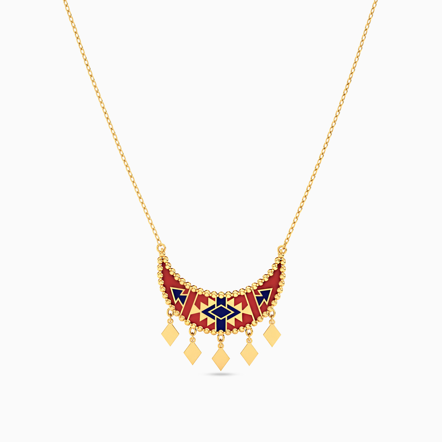 18K Gold Colored Stones Pendant Necklace - 3