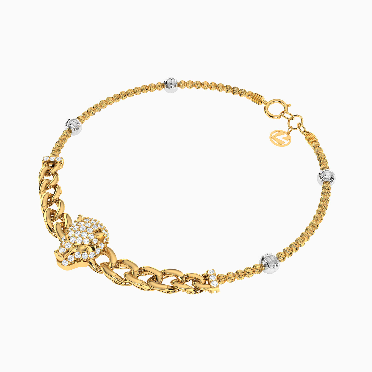 18K Gold Cubic Zirconia Chain Bracelet - 2