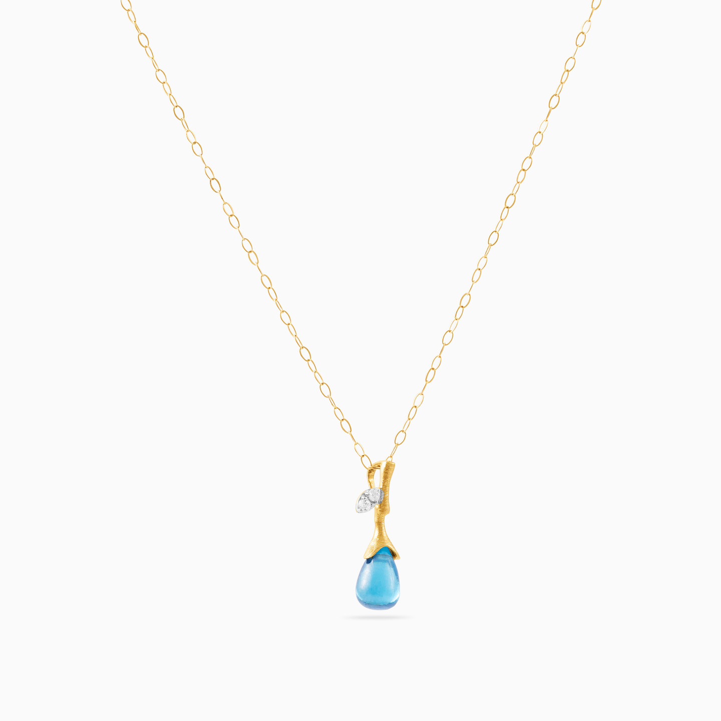 18K Gold Colored Stones Pendant Necklace - 3